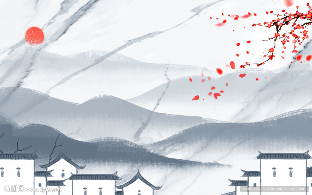 高清徽派唯美山水 TIF分层