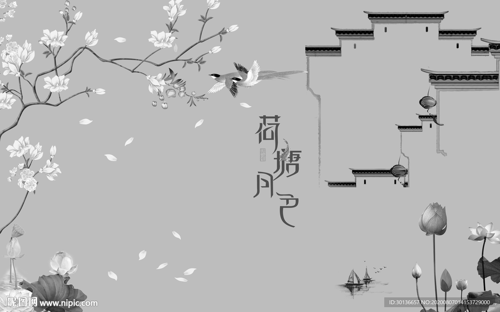 徽派大气唯美山水 TIF分层