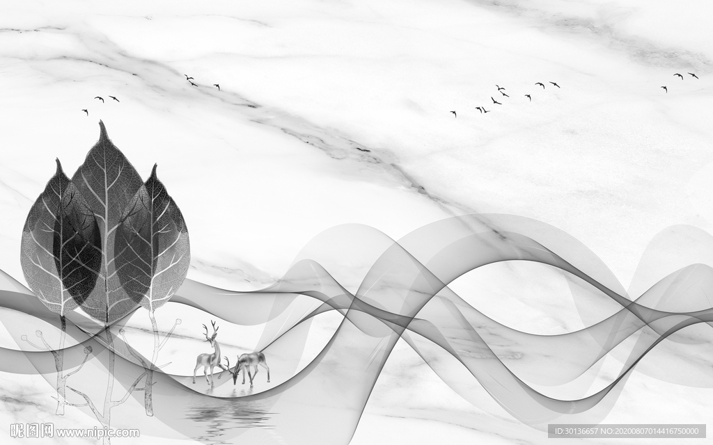 线条 意境唯美山水 TIF分层