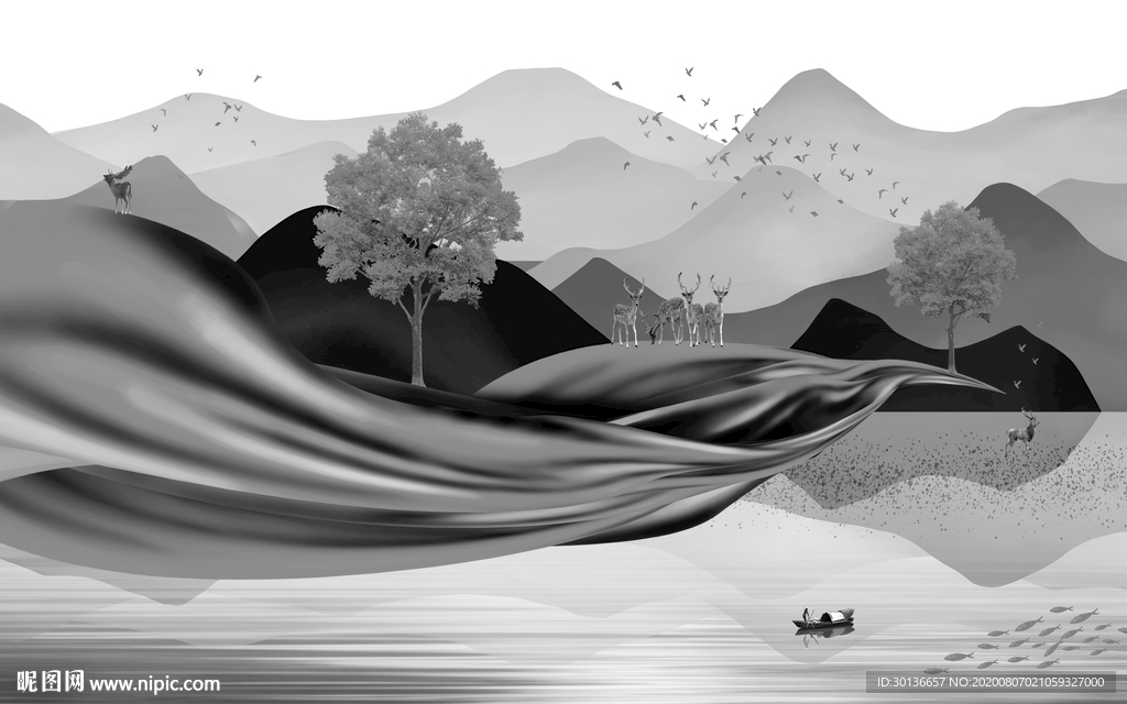 别墅意境高端山水 TIF分层