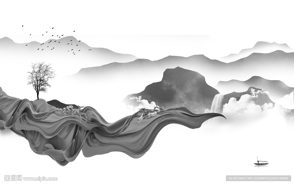 简约意境高端山水 TIF分层