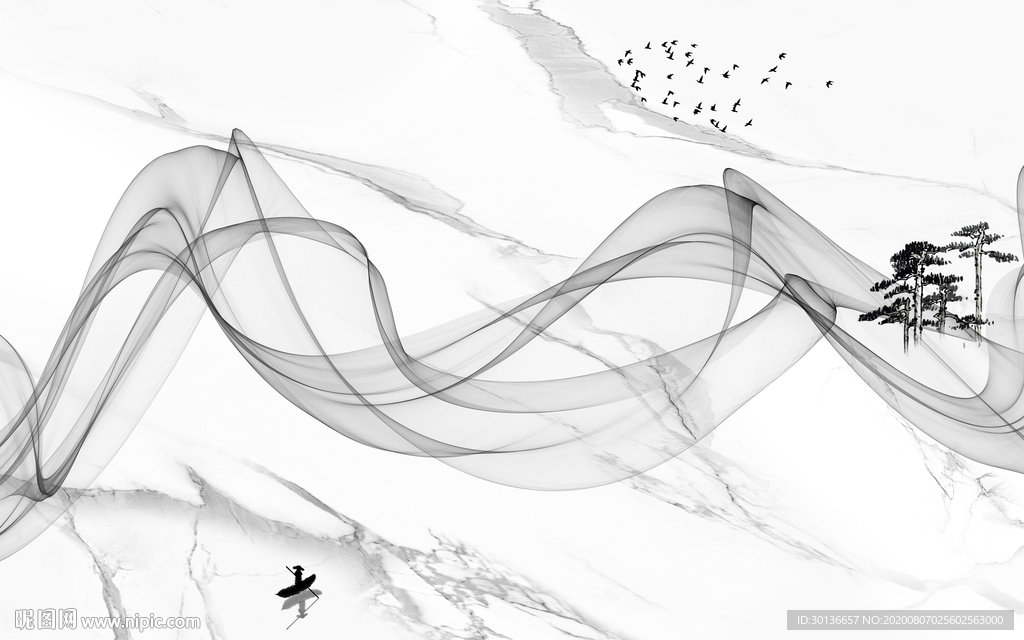 简约烟雾唯美爵士白 TIF分层