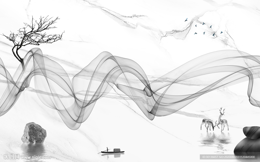 新品意境唯美山水 TIF分层