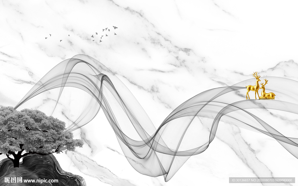 线条高端唯美山水 TIF分层