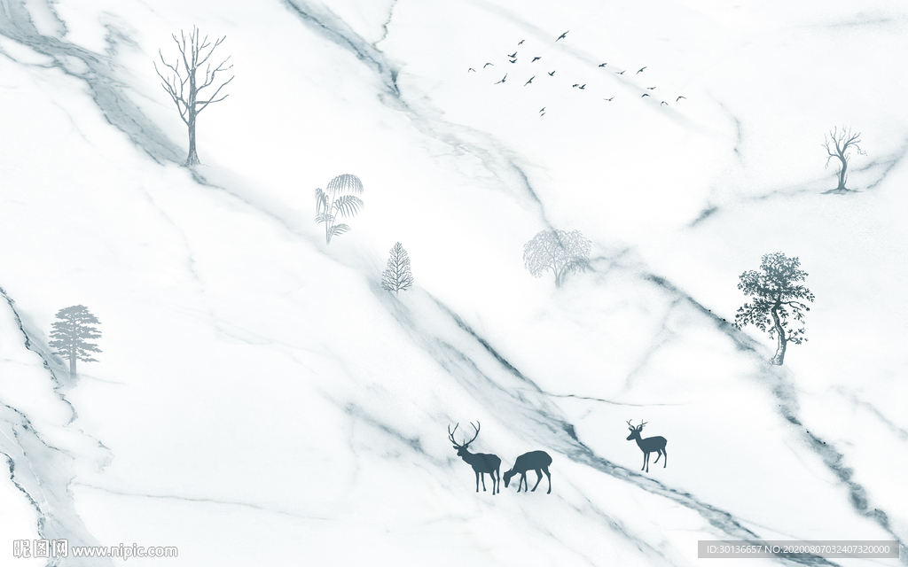 意境唯美背景墙 TIF分层