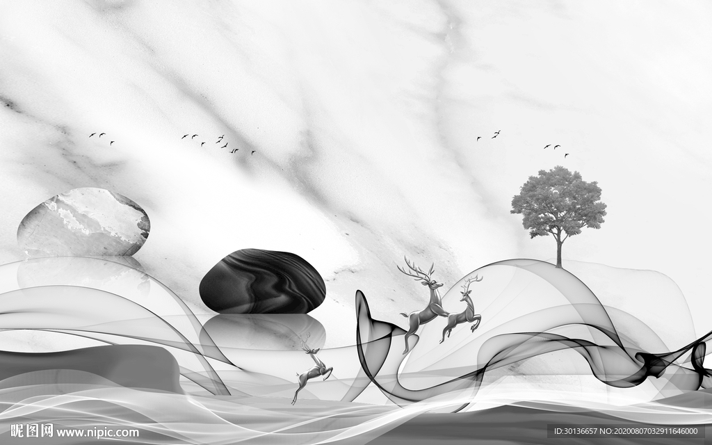 高档意境唯美山水 TIF分层