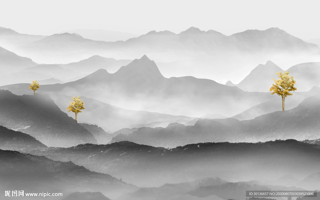 现代简约唯美山水 TIF分层