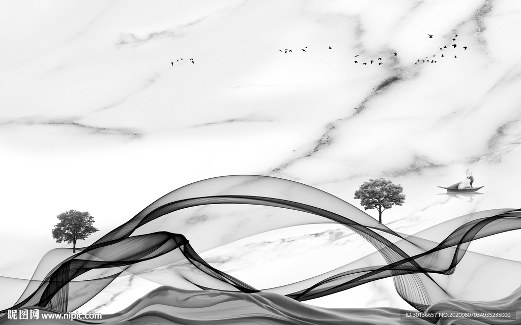 线条大气唯美山水 TIF分层