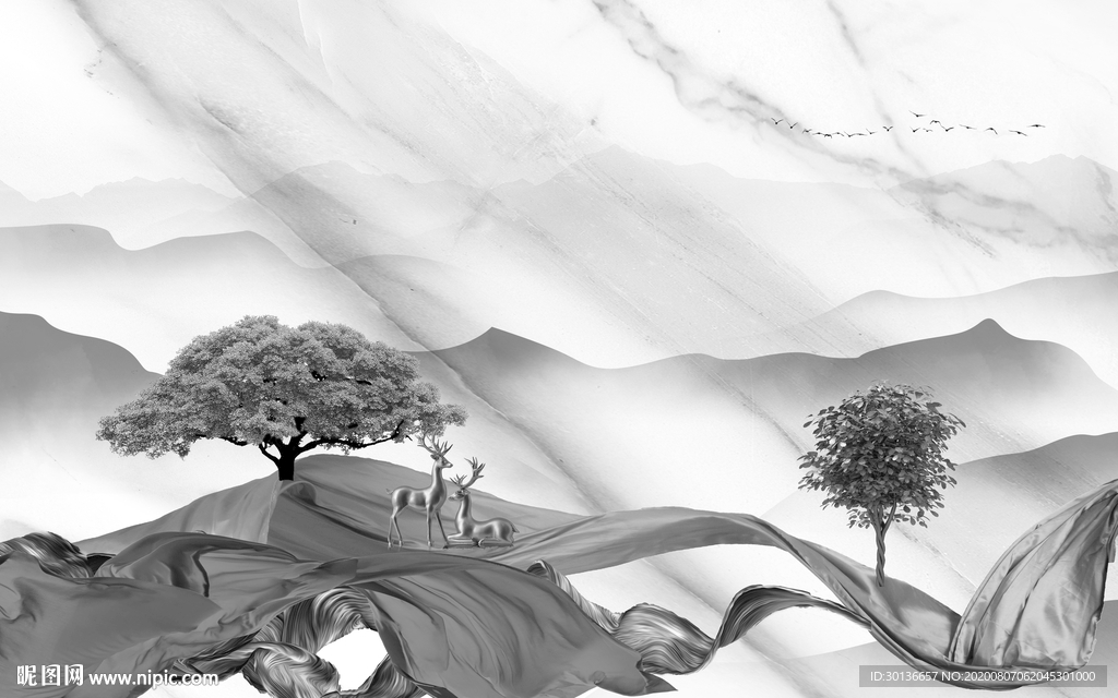 高温烧意境唯美山水 TIF分层