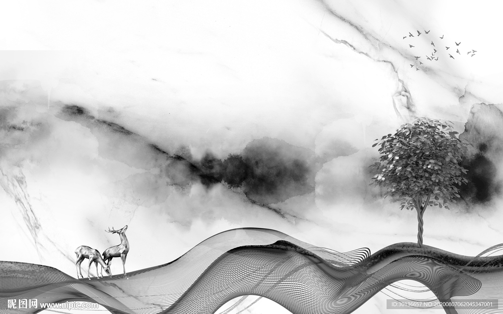 高清 简约唯美山水 TIF分层