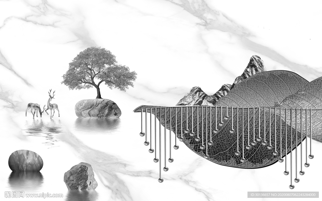 简约意境唯美山水 TIF分层