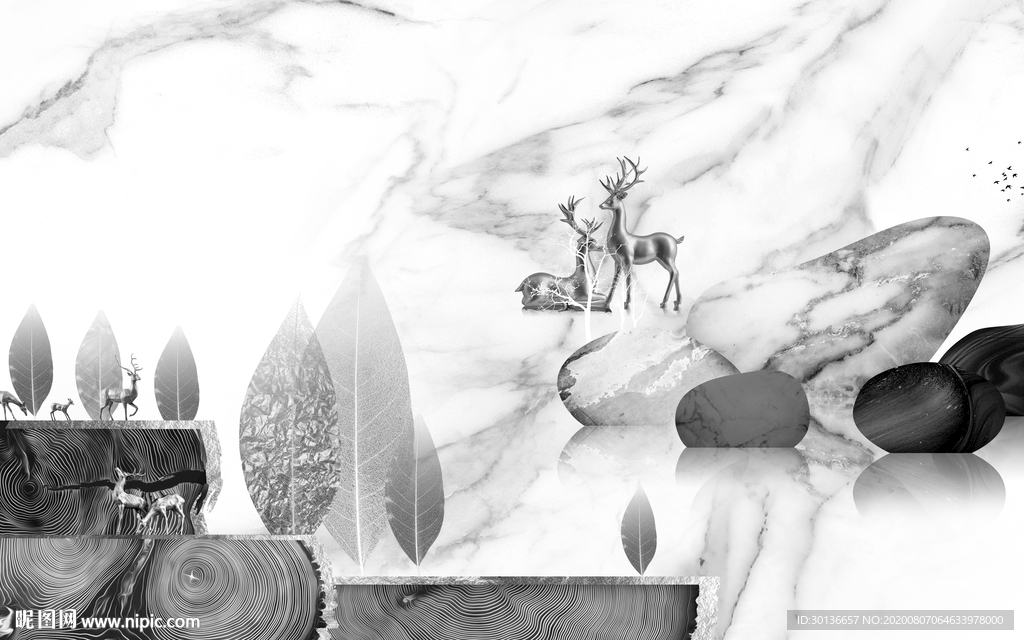 高清 意境唯美麋鹿 TIF分层