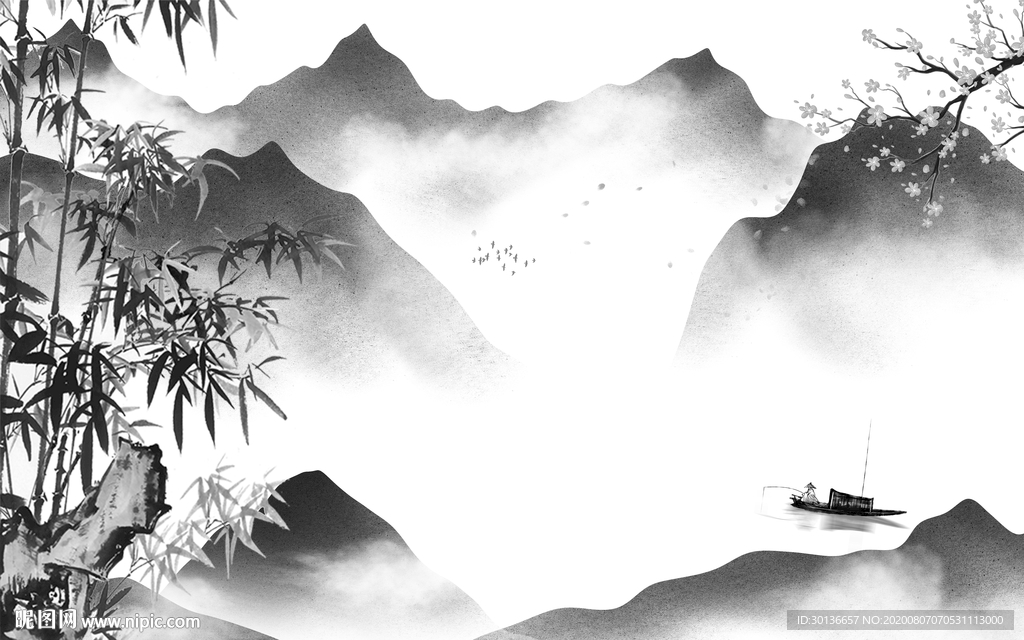 竹子大气唯美山水 TIF分层