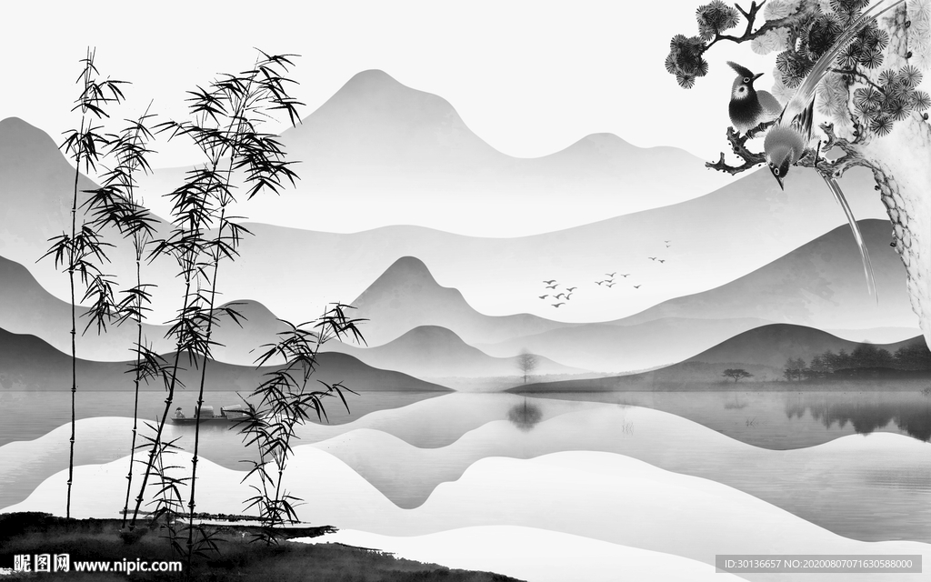 中式大气唯美山水 TIF分层