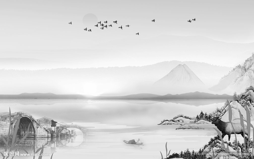 现代 意境高端山水 TIF分层