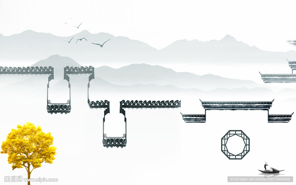 徽派唯美山水 TIF分层