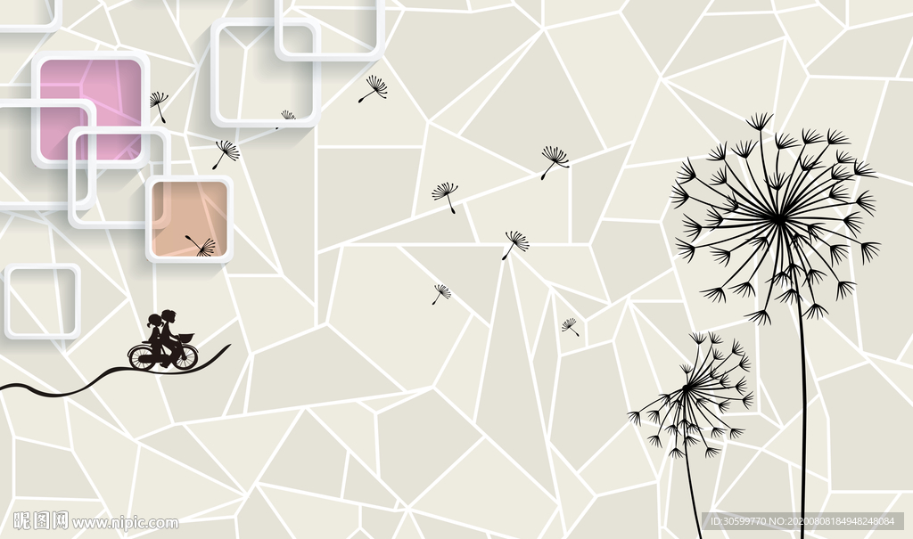 蒲公英背景墙电视背景墙