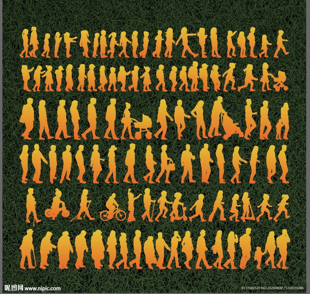 各种人物造型矢量剪影