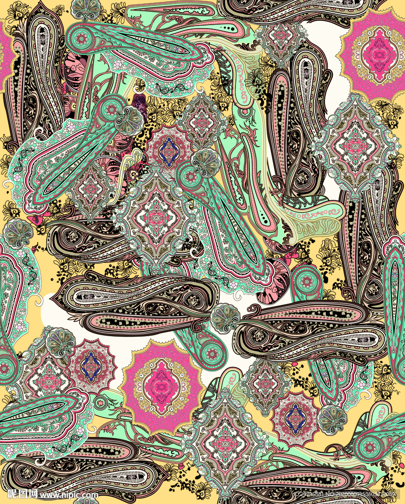 数码 印花 腰果 大牌 巴洛克