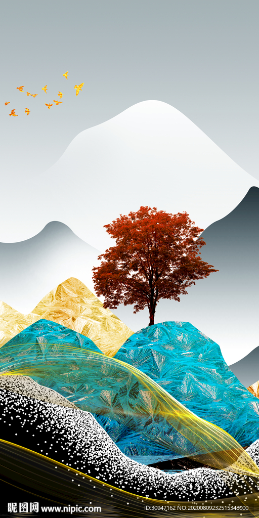 豪华轻奢新山水画 TIF分层