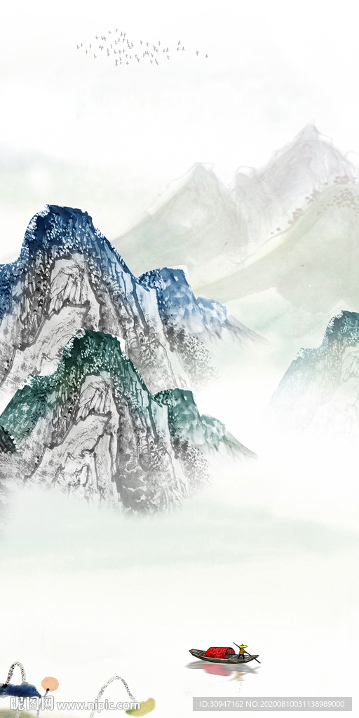 爆款轻奢新山水画 TIF分层