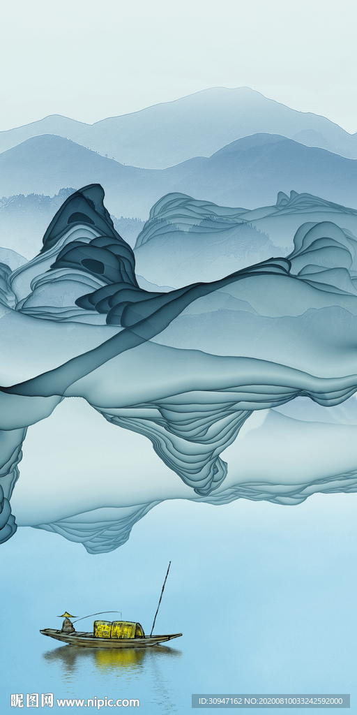 别墅玄关新画山水 TIF分层