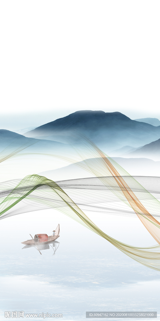 热卖简约风山水画 TIF分层