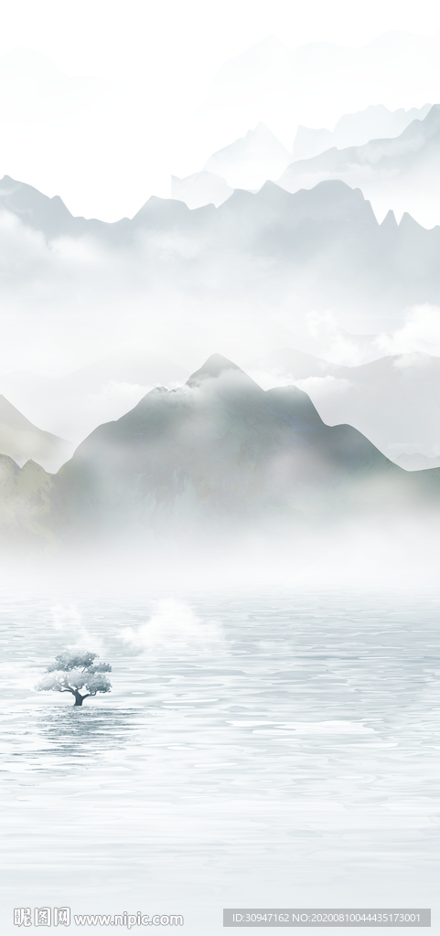 新中式玄关新画山水 TIF分层