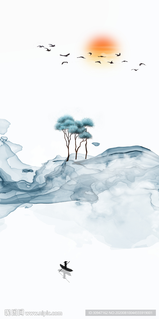 爆款简约风山水画 TIF分层