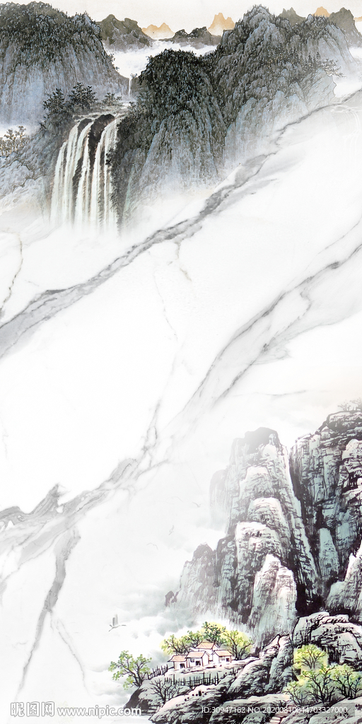 爵士白玄关新画山水 TIF分层