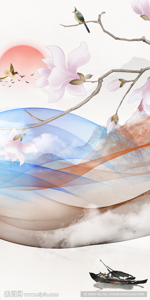 抽象新玄关山水画 TIF分层