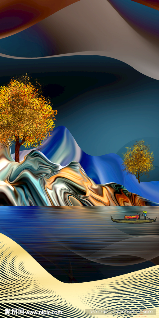 爆款新玄关山水画 TIF分层