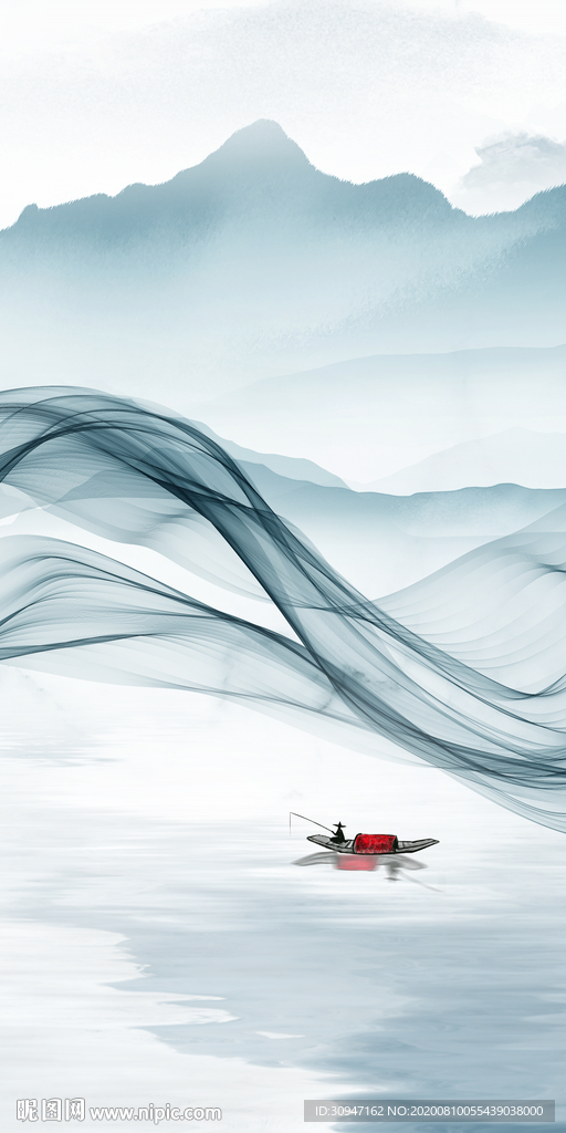 小清新简约风山水画 TIF分层