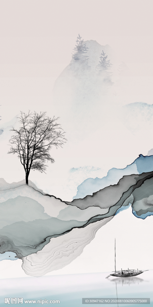 新款轻奢新山水画 TIF分层