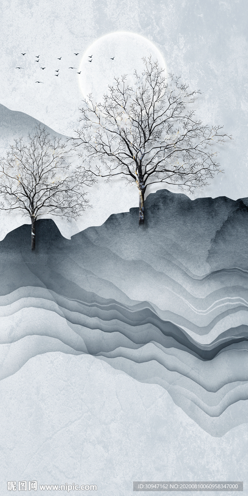 意境新玄关山水画 TIF分层