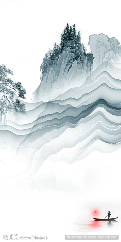 水墨简约风山水画 TIF分层