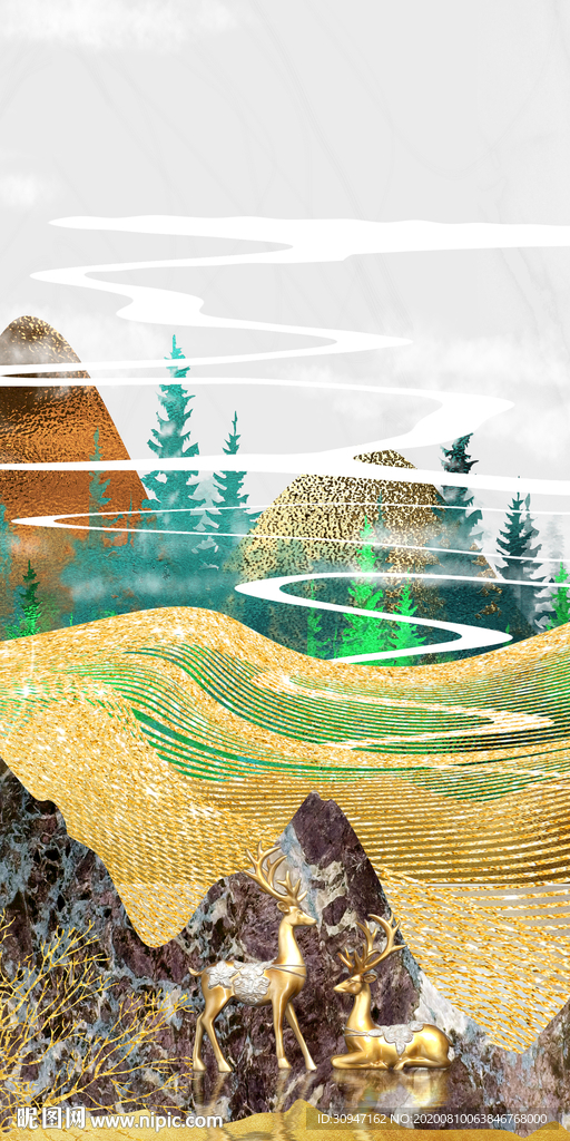 别墅新高档山水画 TIF分层