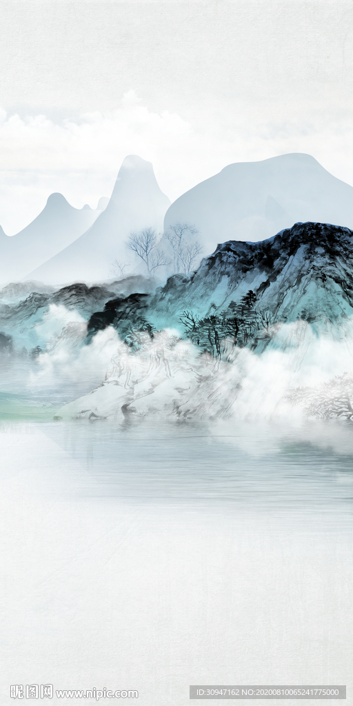 现代简约风山水画 TIF分层