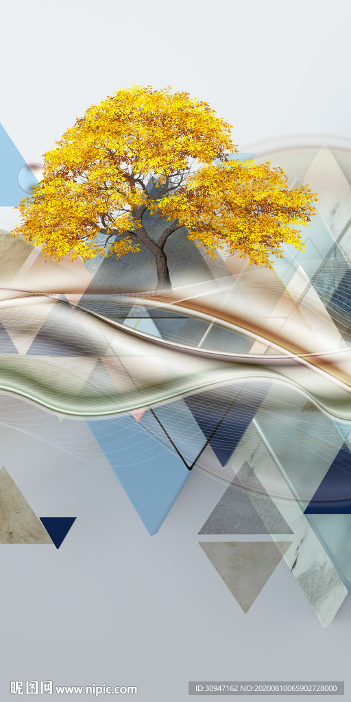 几何新高档山水画 TIF分层