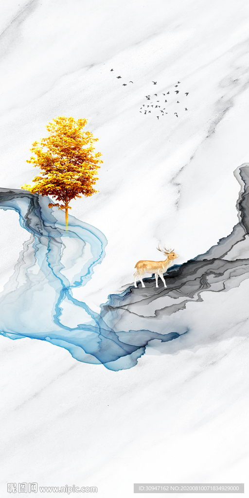 爵士白新高档山水画 TIF分层