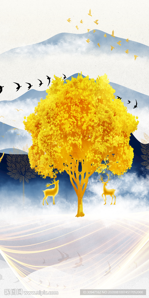 金树轻奢新山水画 TIF分层