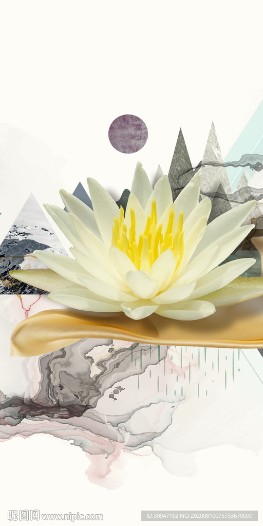 荷花轻奢新山水画 TIF分层