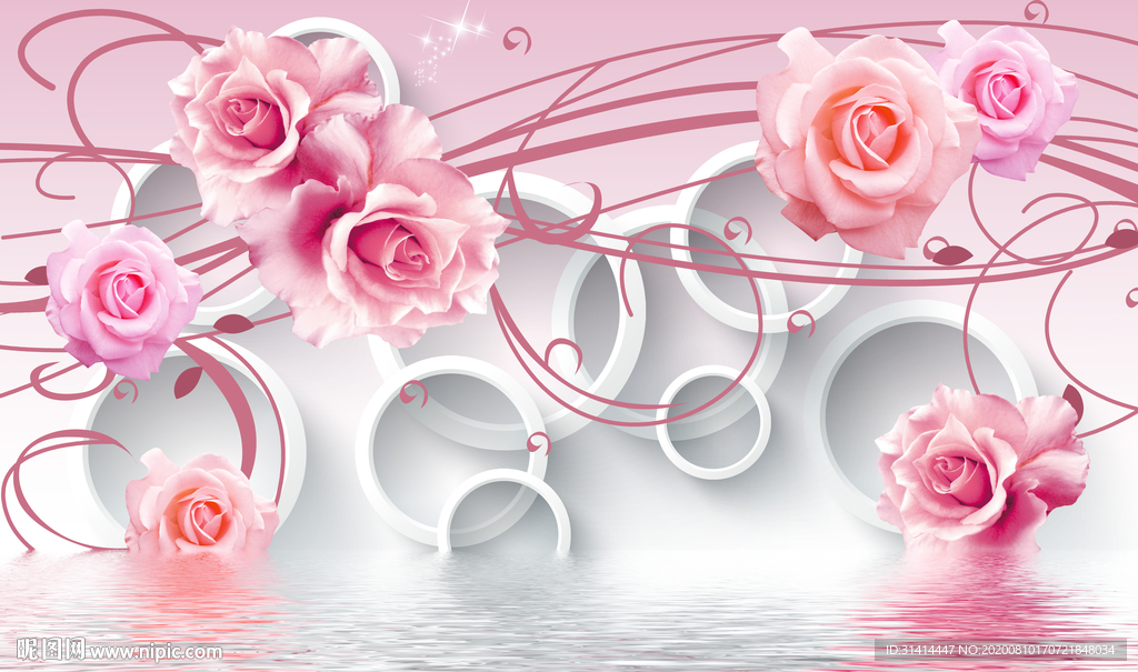 玫瑰花朵背景墙