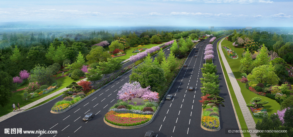 道路效果图景观效果图道路鸟瞰图