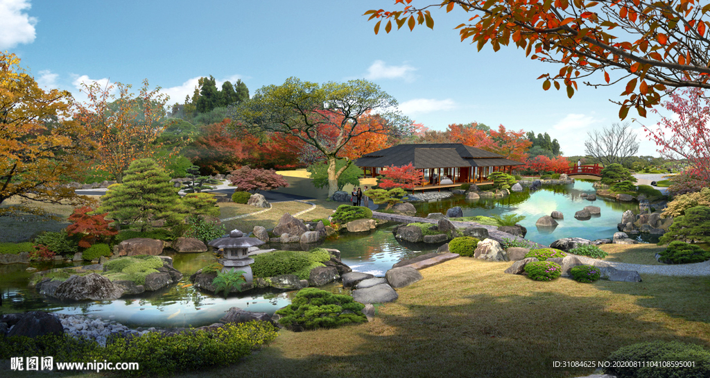 景观效果图别墅效果图秋景效果图