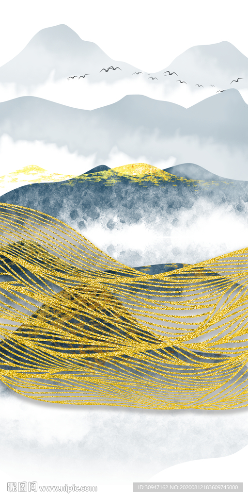 高清 简约风山水画 TIF分层