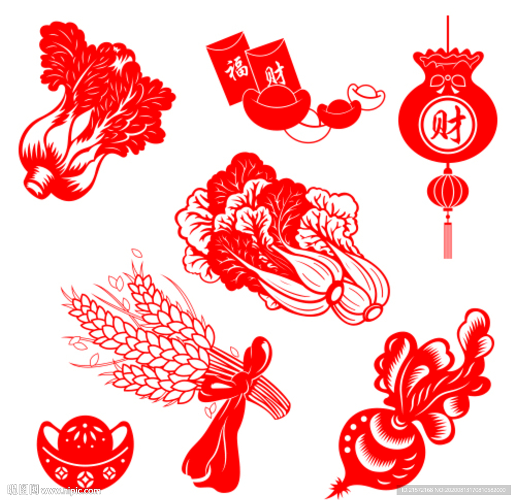 福字窗花剪纸元素