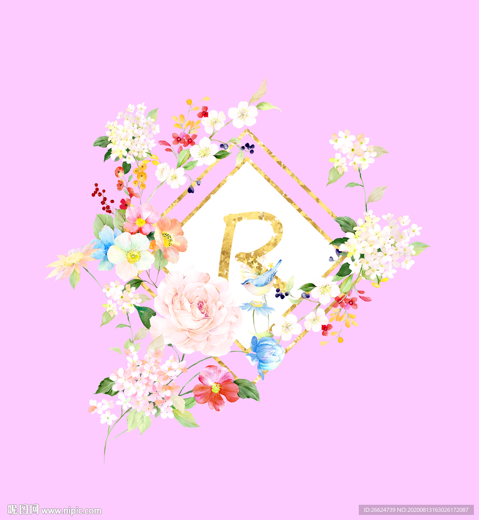 手绘花卉邀请卡