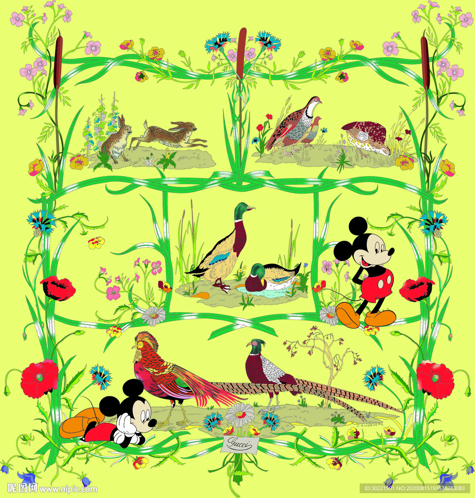 米老鼠 方巾 鸭子