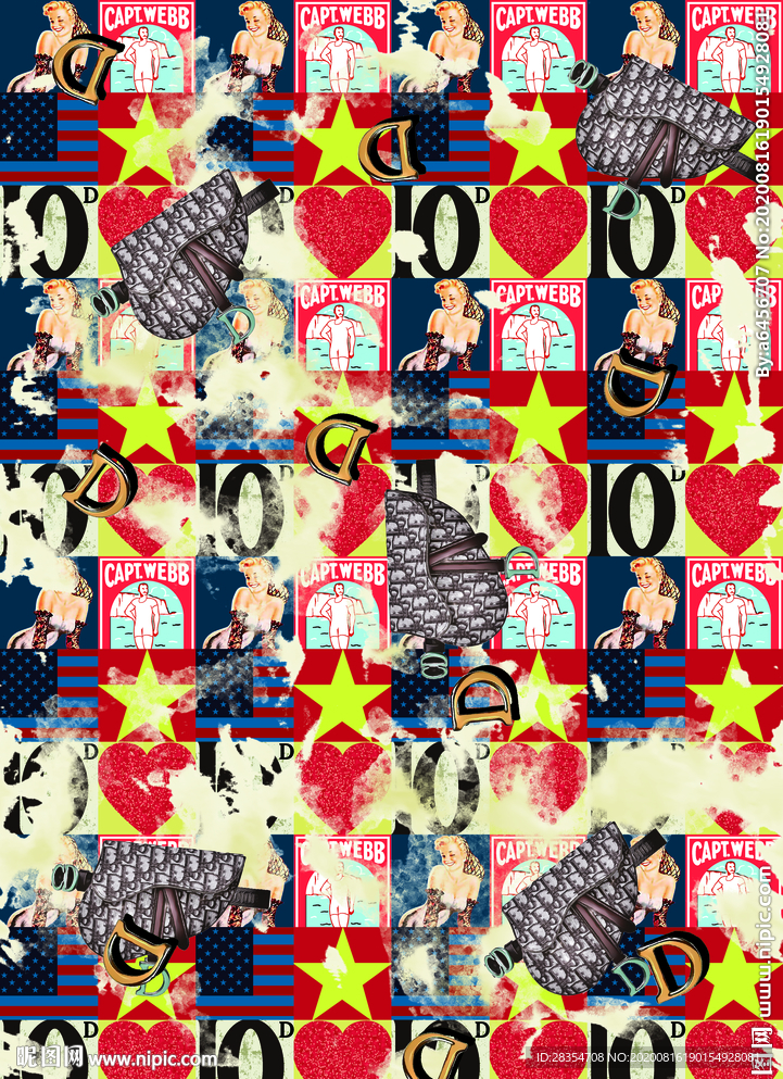 大牌 字母 卡通 扎染 设计